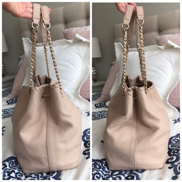 Tory Burch Marion Chain Slouchy Tote - Light Oak - Picture 3 of 7